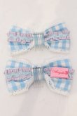 画像2: Angelic Pretty / POPチェックリボンコーム  サックス×ラベンダー O-25-04-10-094-AP-AC-IG-OS (2)