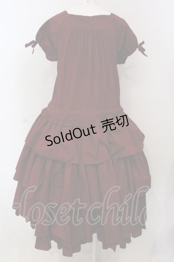 画像4: Physical Drop / 3段フリルワンピース  ボルドー O-25-04-10-009-LO-OP-IG-OS (4)