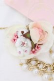 画像2: metamorphose / くまちゃんブレスレット  オフシロ×フォールド×ピンク O-25-04-10-100-ME-AC-IG-OS (2)