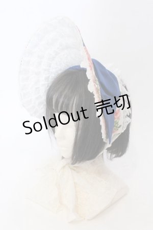 画像: BAROQUE / Secret garden フラワーボンネット  ブルー O-25-04-10-107-EL-AC-IG-OS