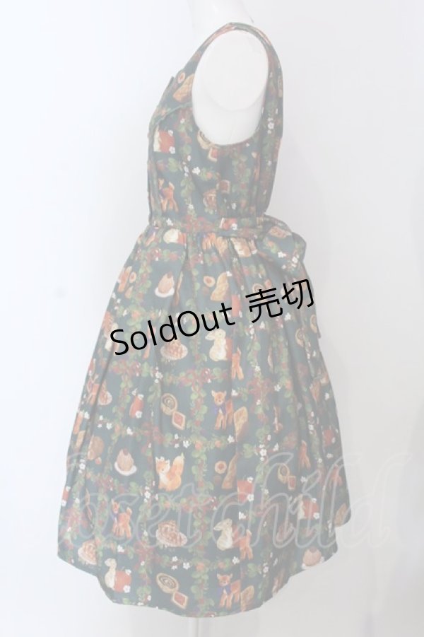 画像3: axes femme kawaii / 森のケーキ屋さん柄ジャンスカ  グリーン O-25-04-10-011-AX-OP-IG-OS (3)