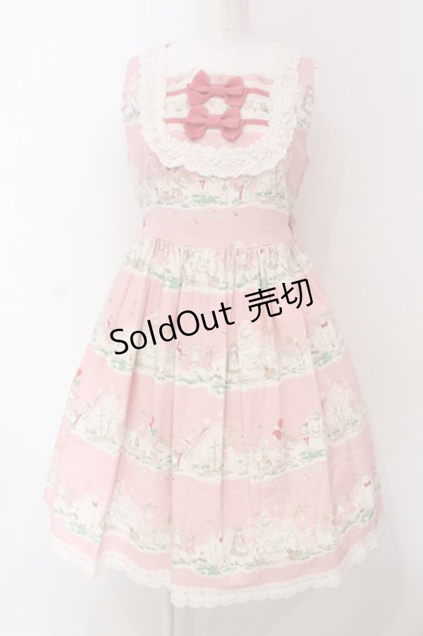 画像1: BABY,THE STARS SHINE BRIGHT / ハロウィンアリス総柄ジャンパースカート  ピンク O-25-04-10-016-BA-OP-IG-OS (1)