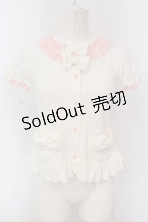 画像: Angelic Pretty / リボントッピングカットカーディガン  オフシロ×ピンク O-25-04-10-020-AP-TO-IG-OS