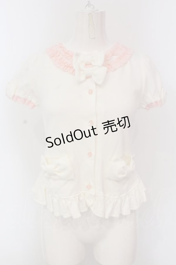 画像1: Angelic Pretty / リボントッピングカットカーディガン  オフシロ×ピンク O-25-04-10-020-AP-TO-IG-OS (1)