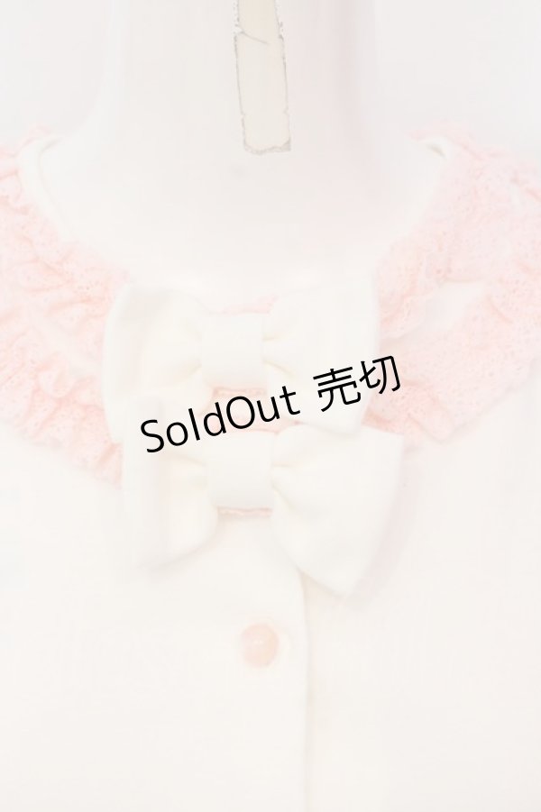 画像2: Angelic Pretty / リボントッピングカットカーディガン  オフシロ×ピンク O-25-04-10-020-AP-TO-IG-OS (2)