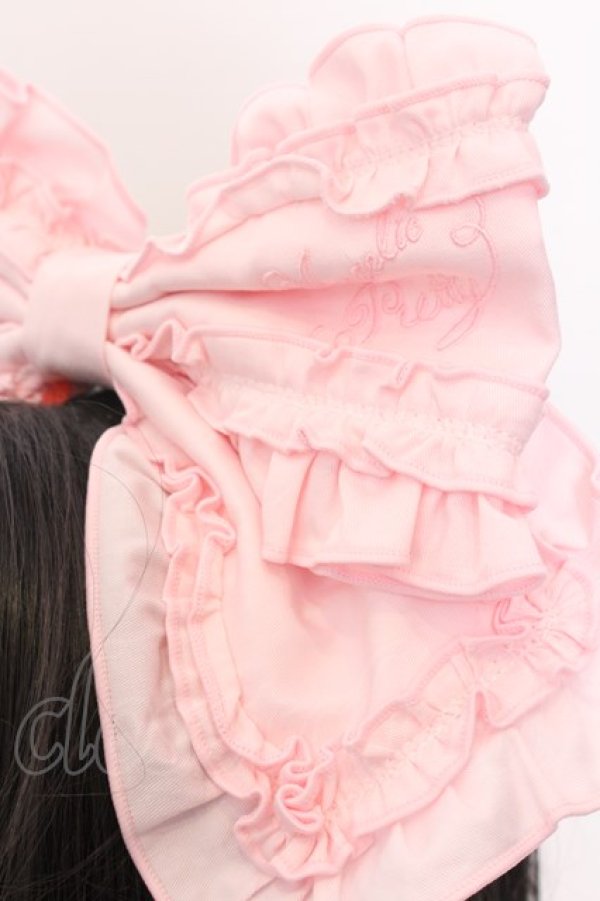 画像2: Angelic Pretty / ロゴ刺繍フリルリボンカチューシャ  ピンク O-25-04-11-012-AP-AC-OW-OS (2)