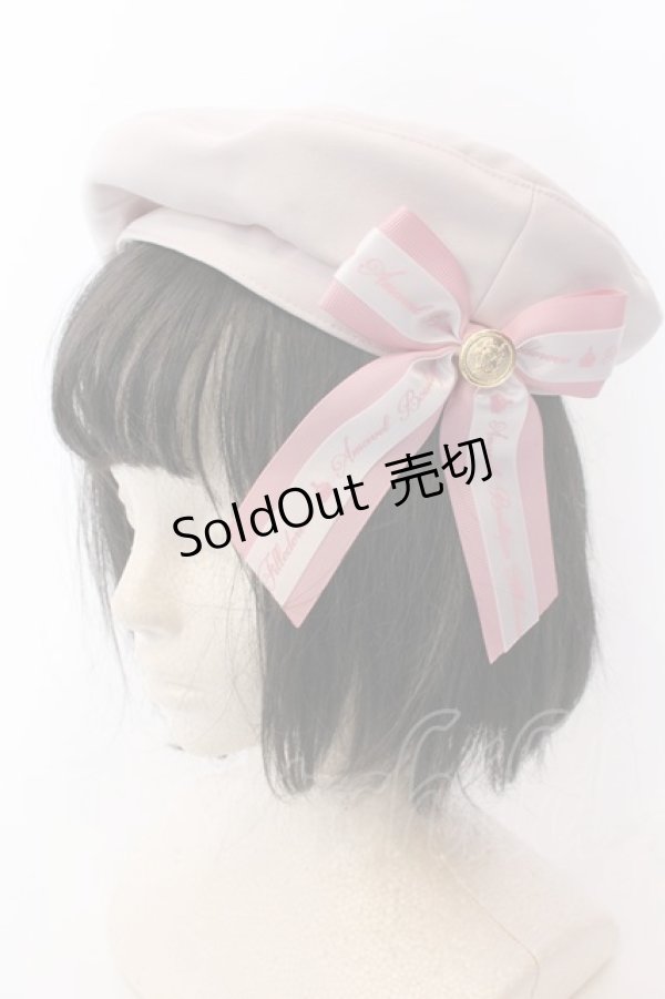 画像1: Amavel / メッセージリボンブローチ付ベレー帽  ピンク O-25-04-11-014-CA-AC-OW-OS (1)