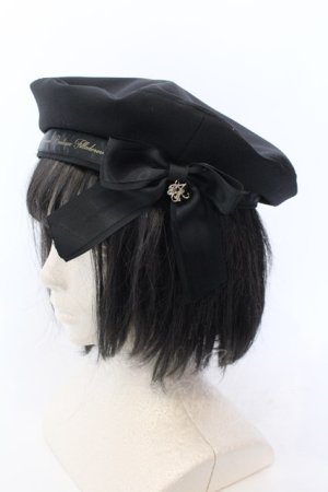 画像: Amavel / メッセージリボン付ベレー帽  クロ O-25-04-11-021-CA-AC-OW-OS