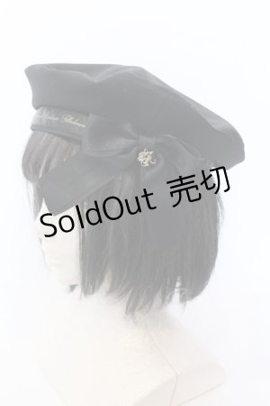 画像: Amavel / メッセージリボン付ベレー帽  クロ O-25-04-11-021-CA-AC-OW-OS