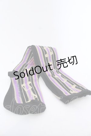 画像: ALICE and the PIRATES / Teufel von Hameln柄オーバーニーソックス  クロ×パープル O-25-04-11-031-PA-ZA-OW-OS