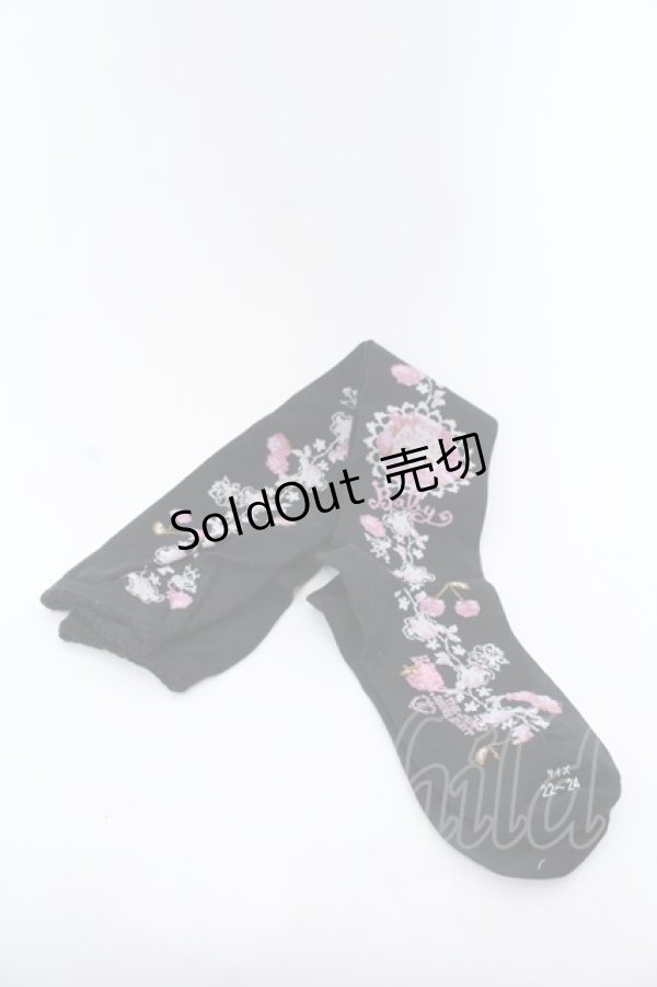 画像1: BABY,THE STARS SHINE BRIGHT / なかよしくみゃちゃんのいちごとレースのミルフィーユ柄オーバーニーソックス  クロ O-25-04-11-032-BA-ZA-OW-OS (1)
