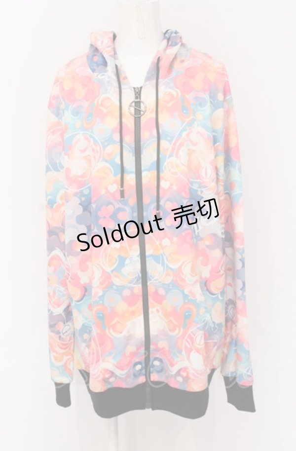 画像1: NieR Clothing / 総柄ZIPパーカー F マルチ O-25-04-13-039-PU-TO-OW-ZT219 (1)