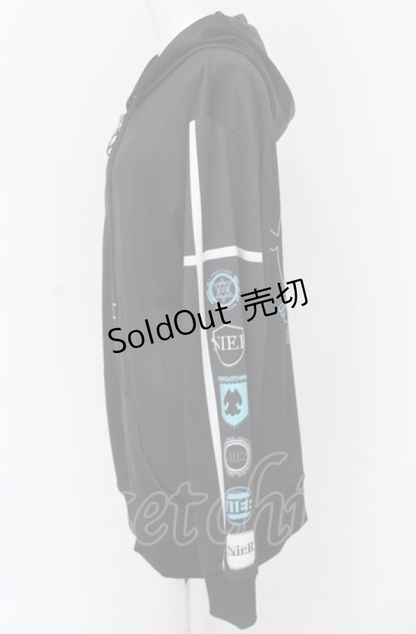 画像2: NieR Clothing / 転写ZIPパーカー F ブラック O-25-04-13-042-PU-TO-OW-OS (2)