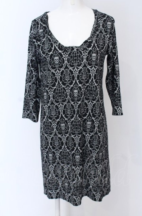 画像1: HYSTERIC GLAMOUR / スカルptロングTシャツ  ブラック O-25-04-13-052-PU-TO-OW-ZT219 (1)