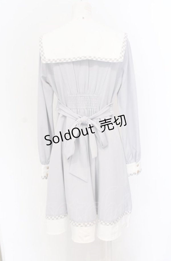 画像3: Amavel / French Ginghamセーラーワンピース F サックス O-25-04-13-006-CA-OP-OW-OS (3)