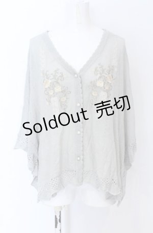 画像: axes femme / レース×ローズ刺繍ポンチョ F グリーン O-25-04-13-055-AX-TO-OW-OS