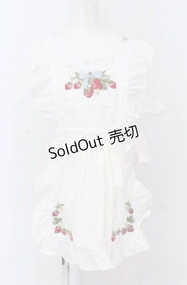 画像1: axes femme kawaii / クラシックベリー刺繍エプロン M シロ O-25-04-13-056-AX-TO-OW-OS (1)