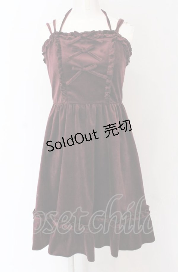 画像1: axes femme POETIQUE / ベロアキャミワンピース M ワイン O-25-04-13-057-AX-OP-OW-OS (1)