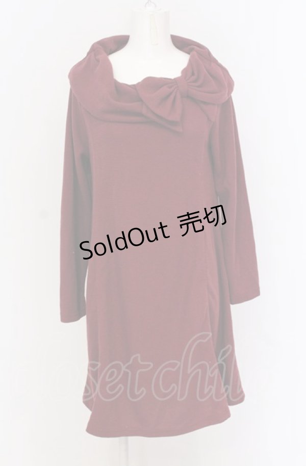 画像1: axes femme / (W)リボン襟チュニック M ワイン O-25-04-13-067-AX-OP-OW-OS (1)