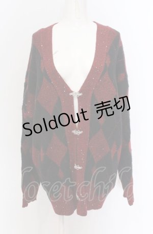 画像: axes femme / ラメジャカードニットカーディガン F クロ×アカ O-25-04-13-068-AX-TO-OW-OS