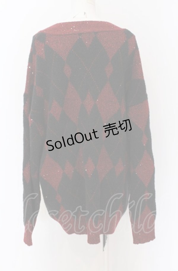 画像2: axes femme / ラメジャカードニットカーディガン F クロ×アカ O-25-04-13-068-AX-TO-OW-OS (2)