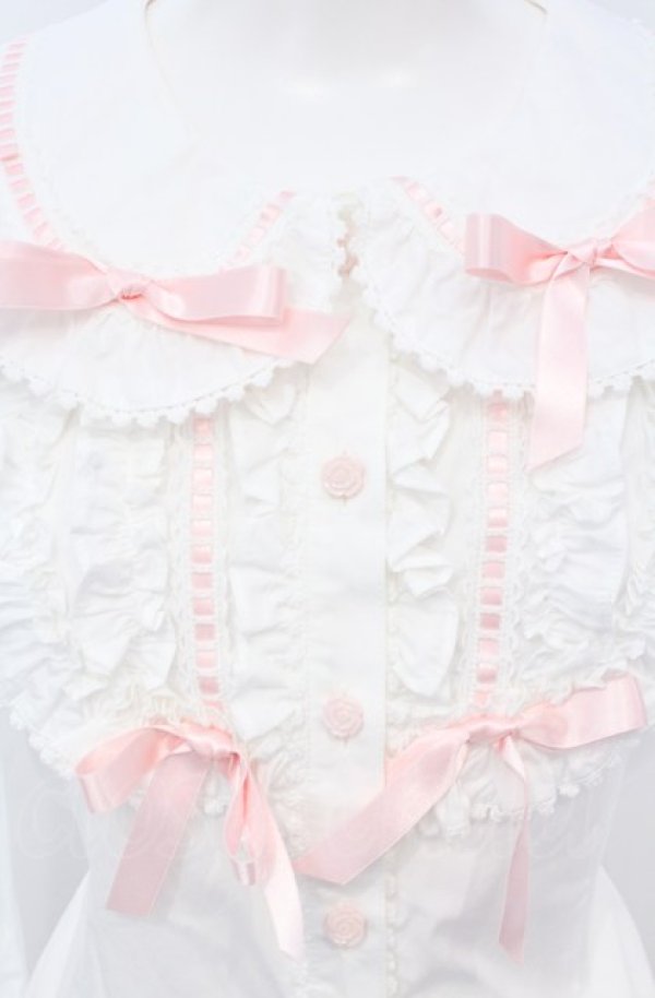 画像2: BABY,THE STARS SHINE BRIGHT / Mignonette Doll ブラウス  シロ×ピンク O-25-04-13-013-BA-BL-OW-OS (2)