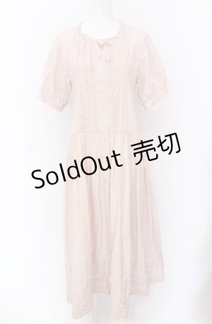 画像: PINK HOUSE / ピコフリル使いロングワンピース  ピンク O-25-04-13-015-LO-OP-OW-OS