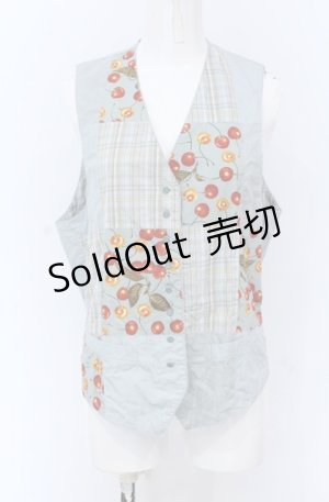 画像: PINK HOUSE / チェリーパッチワークベスト  サックス O-25-04-13-016-LO-TO-OW-OS