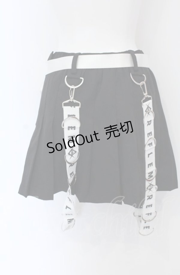 画像2: REFLEM / Dリングサス付きプリーツスカートパンツ F ブラック×ホワイト O-25-04-13-004-PU-PA-OW-OS (2)