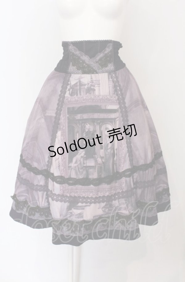 画像1: OZZ ANGELO / 絵画プリントシャーリングスカート  パープル O-25-04-13-036-OO-SK-IG-OS (1)