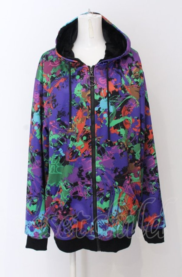 画像1: NieR Clothing / 内側ふわもこパーカー F マルチスプラッシュ O-25-04-13-038-PU-TO-OW-ZT221 (1)