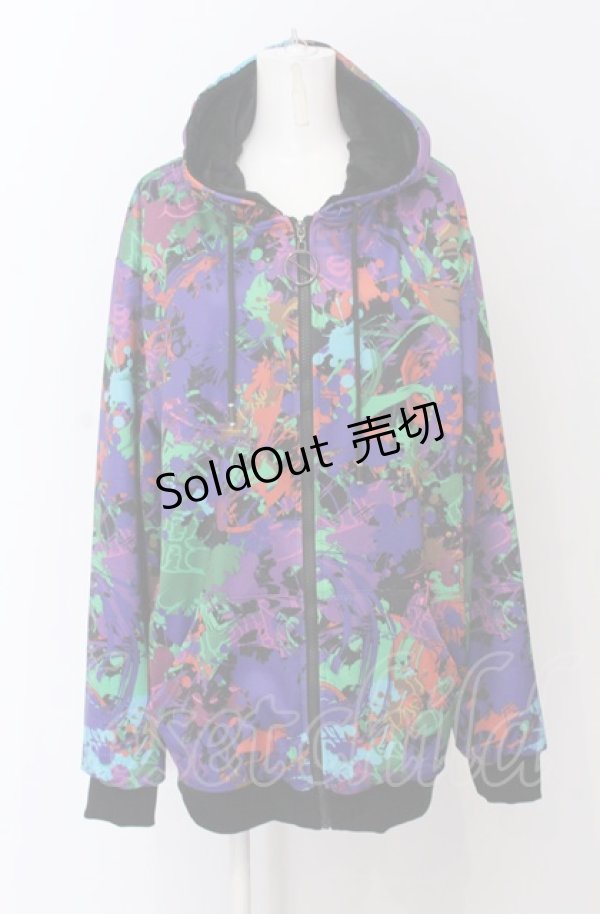 画像1: NieR Clothing / 内側ふわもこパーカー F マルチスプラッシュ O-25-04-13-038-PU-TO-OW-ZT221 (1)