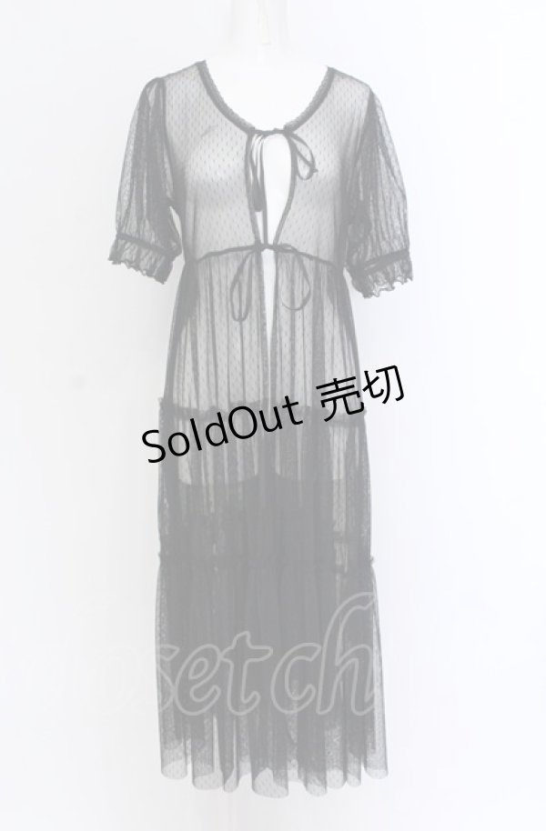 画像1: axes femme POETIQUE / チュールティアードロングカーディガン M クロ O-25-04-14-001-AX-TO-OW-OS (1)