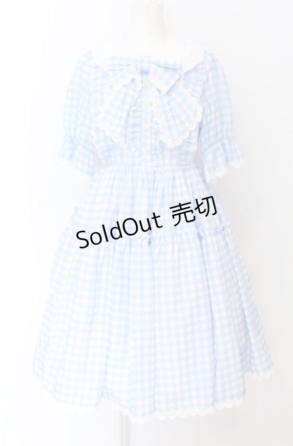 画像1: axes femme kawaii / ギンガムチェック柄ワンピース  サックス O-25-04-14-005-AX-OP-IG-OS (1)