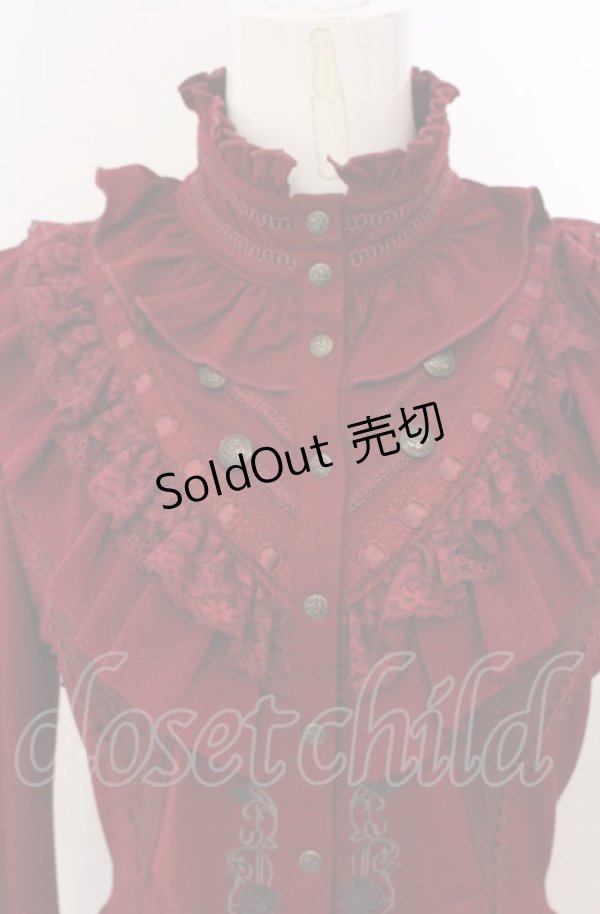 画像2: Ozz oneste / Spring Rose Carol カットブラウス  ワイン O-25-04-14-047-OO-BL-OW-OS (2)