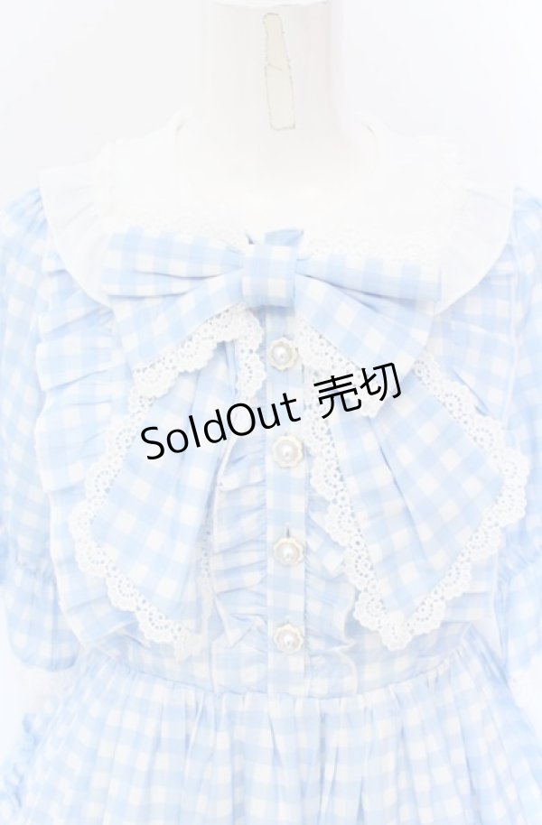 画像2: axes femme kawaii / ギンガムチェック柄ワンピース  サックス O-25-04-14-005-AX-OP-IG-OS (2)