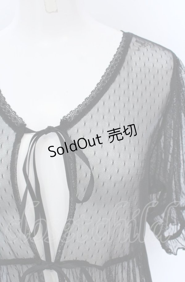 画像2: axes femme POETIQUE / チュールティアードロングカーディガン M クロ O-25-04-14-001-AX-TO-OW-OS (2)