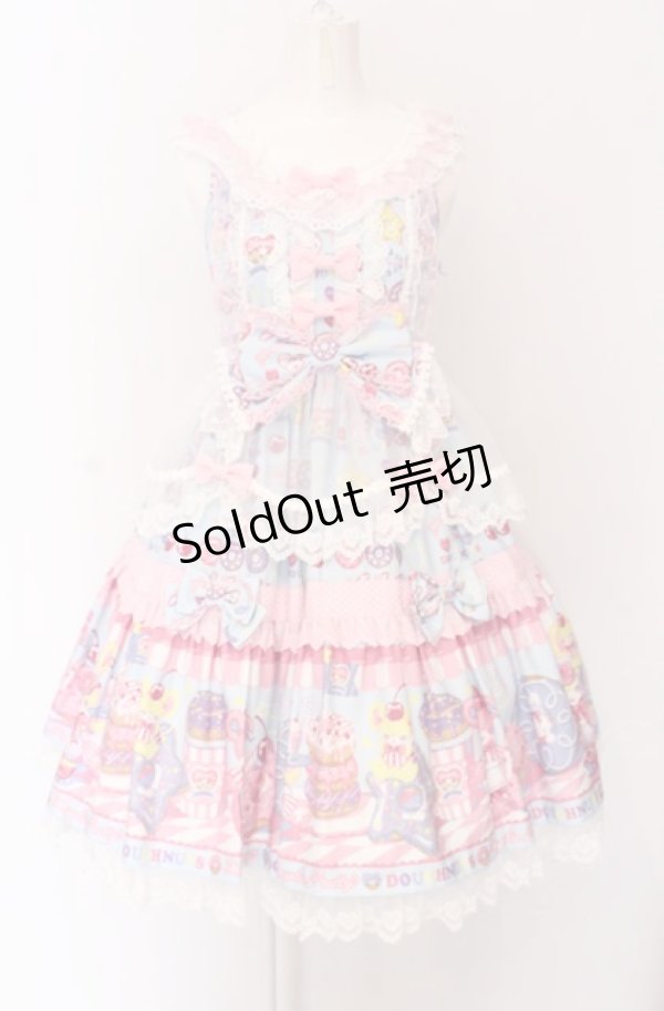 画像1: Angelic Pretty / Toy's Donut Diner エプロンドレスSet ジャンパースカート単品  サックス O-25-04-14-007-AP-OP-OW-OS (1)