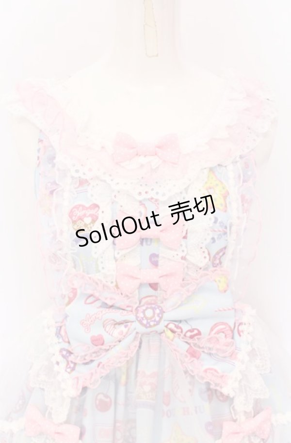 画像2: Angelic Pretty / Toy's Donut Diner エプロンドレスSet ジャンパースカート単品  サックス O-25-04-14-007-AP-OP-OW-OS (2)