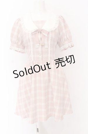 画像: Secret Honey / 衿レースチェックワンピース  ピンク O-25-04-14-009-CA-OP-OW-OS