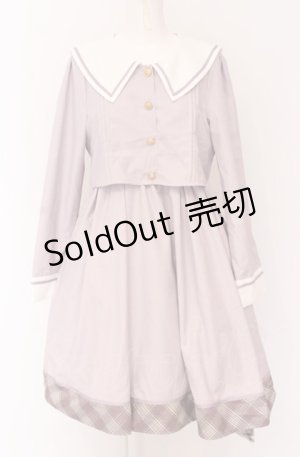 画像: Amavel / Check Ribbon Setup風セーラーワンピース F ラベンダー O-25-04-14-010-CA-OP-OW-OS