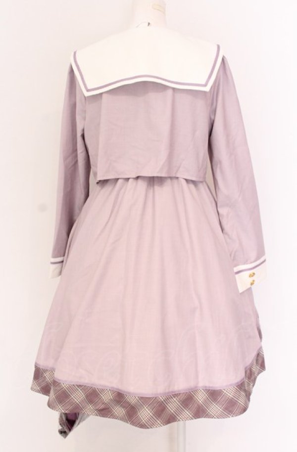 画像2: Amavel / Check Ribbon Setup風セーラーワンピース F ラベンダー O-25-04-14-010-CA-OP-OW-OS (2)