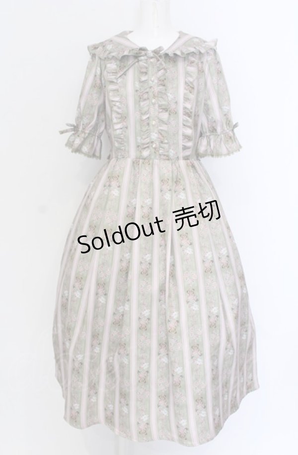 画像1: axes femme kawaii / RosyBear柄ワンピース  グリーン O-25-04-14-002-AX-OP-OW-OS (1)