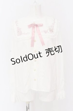 画像: Amavel / Fluffy Jewels Bunnyうさみみブラウス  シロ×ピンク O-25-04-14-015-CA-BL-IG-OS