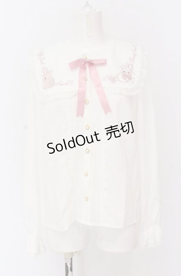 画像1: Amavel / Fluffy Jewels Bunnyうさみみブラウス  シロ×ピンク O-25-04-14-015-CA-BL-IG-OS (1)