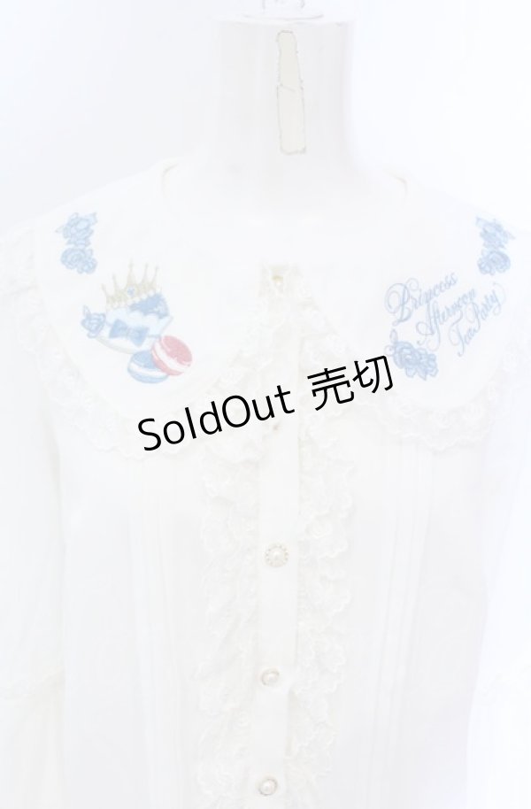 画像2: Amavel / Princess Afternoon tea Party ブラウス F シロ×アオ O-25-04-14-016-CA-OP-OW-OS (2)