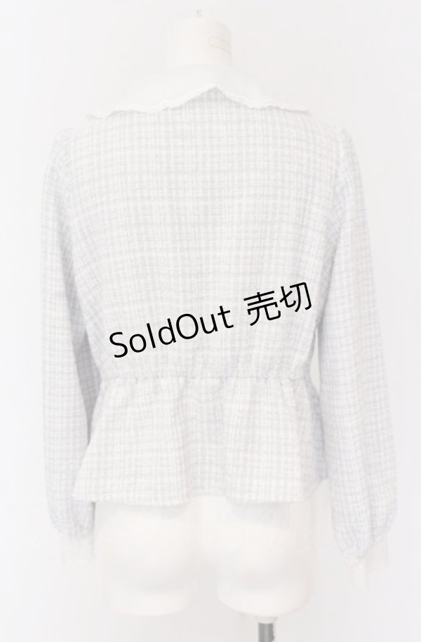 画像3: axes femme POETIQUE / 刺繍襟モールツイードジャケット M サックス O-25-04-14-017-AX-JA-OW-OS (3)