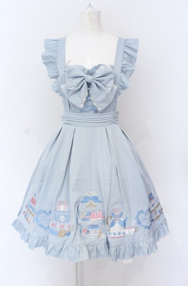 画像1: Amavel / Princess Afternoon tea Party ジャンパースカート F サックス O-25-04-14-003-CA-OP-OW-OS (1)
