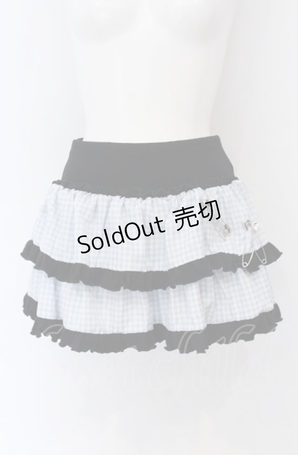 画像1: Jamie エーエヌケー / ギンガム安全ピンスカパン M サックス×クロ O-25-04-14-030-LO-SK-OW-OS (1)