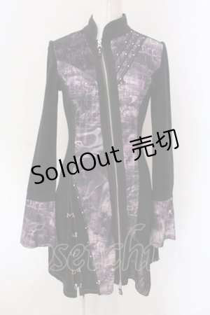 画像: Ozz Croce / 異素材ジップワンピース  ブラック×パープル O-25-04-15-026-OO-OP-IG-OS